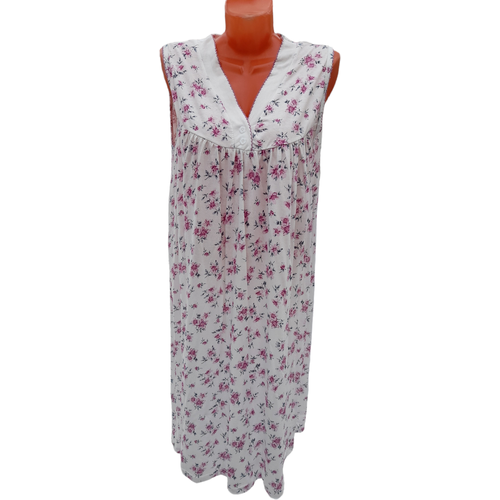 Sebo Ночная сорочка женская хлопок без рукава,бело-розовый,56-58