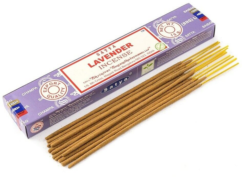 Благовония Lavender Incense (Лаванда) Ароматические индийские палочки для дома, йоги и медитации, Satya (Сатья), 15г