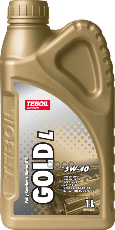 Teboil Teboil Gold L 5W-40 (1L)_Масло Мот! Синт Api Sn/Sn Plus/Cf, Acea A3/B4, Vw 502.00/505.00