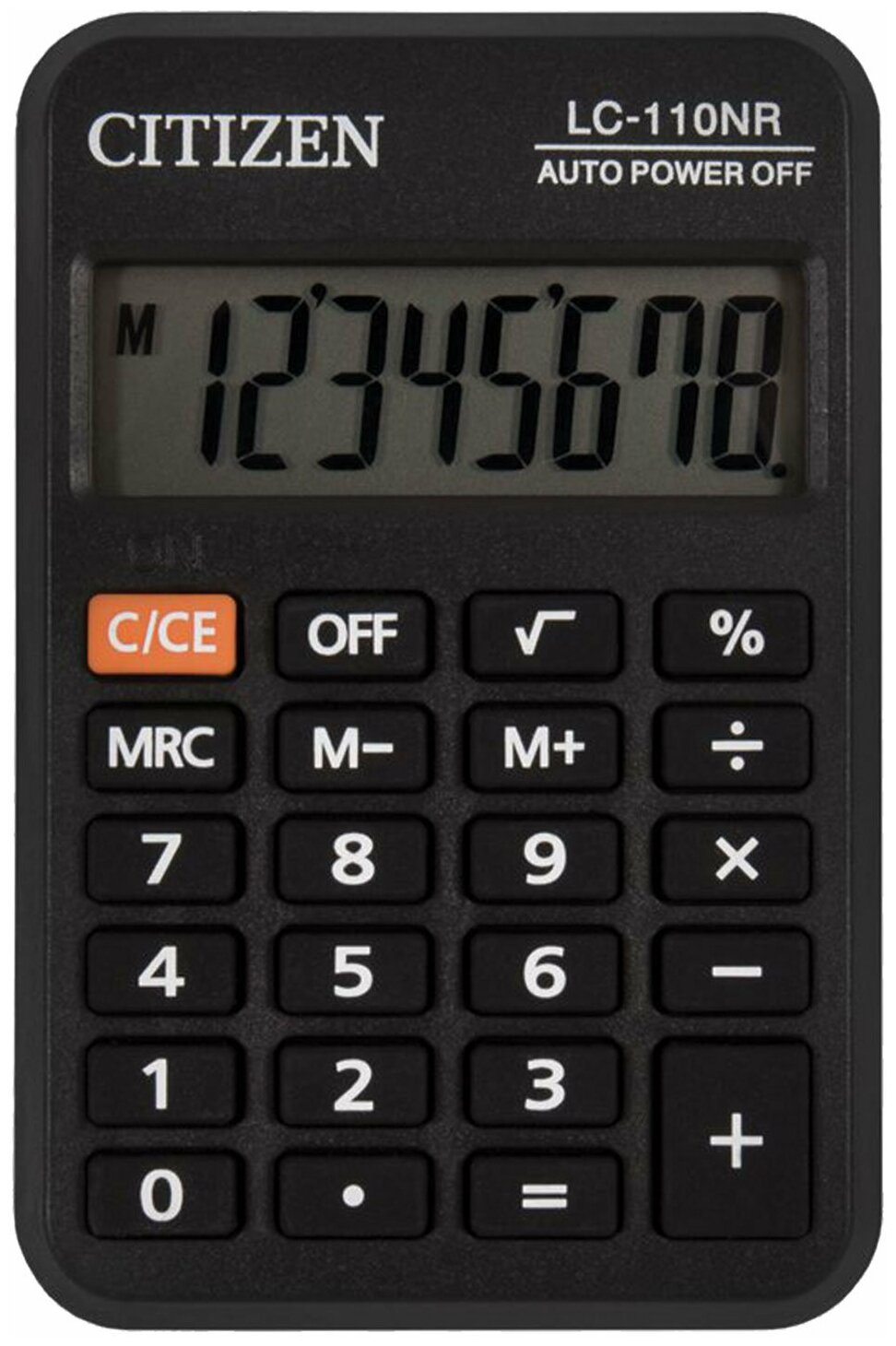 Калькулятор карманный CITIZEN LC-110NR, малый (89х59мм), 8 разрядов, питание от батарейки, черный