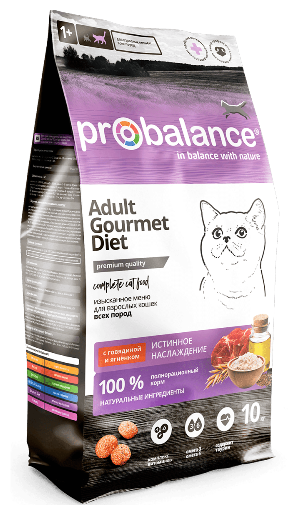 ProBalance Gourmet Diet для кошек говядина/ягнёнок 400г - фотография № 1
