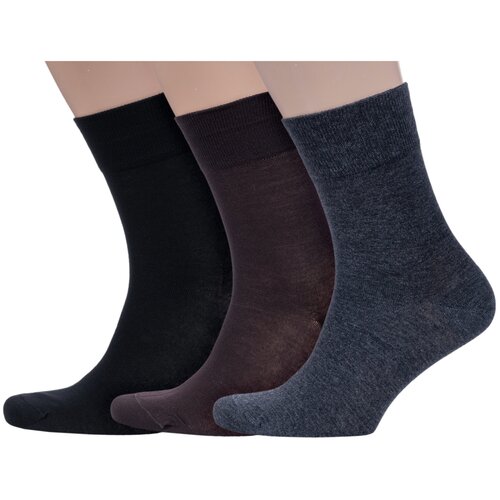 фото Комплект из 3 пар мужских бамбуковых носков grinston socks (pingons) микс 1, размер 27