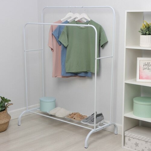 Вешалка двойная напольная металлическая для одежды с полкой 11062150 см цвет белый 3142₽