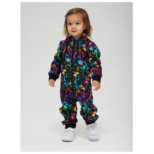 фото Комбинезон детский, цвет чёрный/розовый, рост 80 см лапушка
