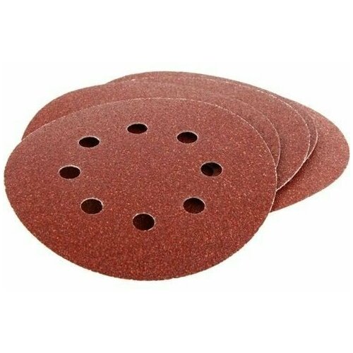 Диск шлифовальный на липучке с отверстиями , круг шлифовальный самозацепляющийся , для ручных шлифовальных машин 125мм, зернистость Р120, 10 шт.