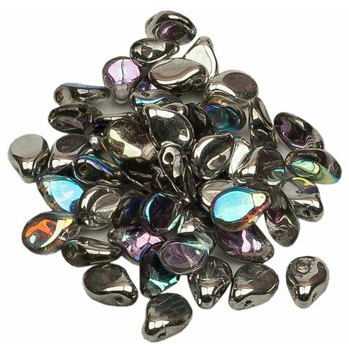 Стеклянные чешские бусины, Pip Beads, 5х7 мм, цвет Crystal Silver Rainbow, 50 шт.