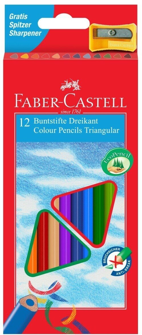Цветные карандаши Faber Castell Набор цветных карандашей Faber-Castell ECO, 12цв. (+точилка)
