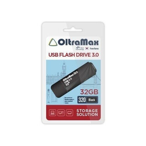 Флеш-накопитель 16Gb OltraMax 320, USB 3.0, пластик, чёрный