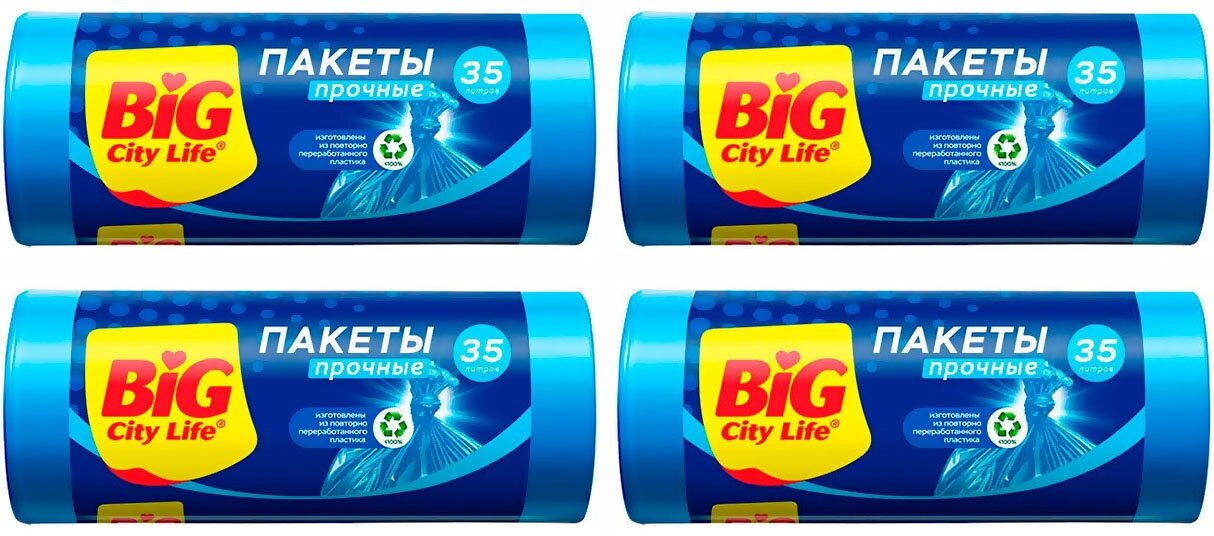 BIG City Пакеты для мусора HD 50х60 см 35л 30 шт синие (4 шт)