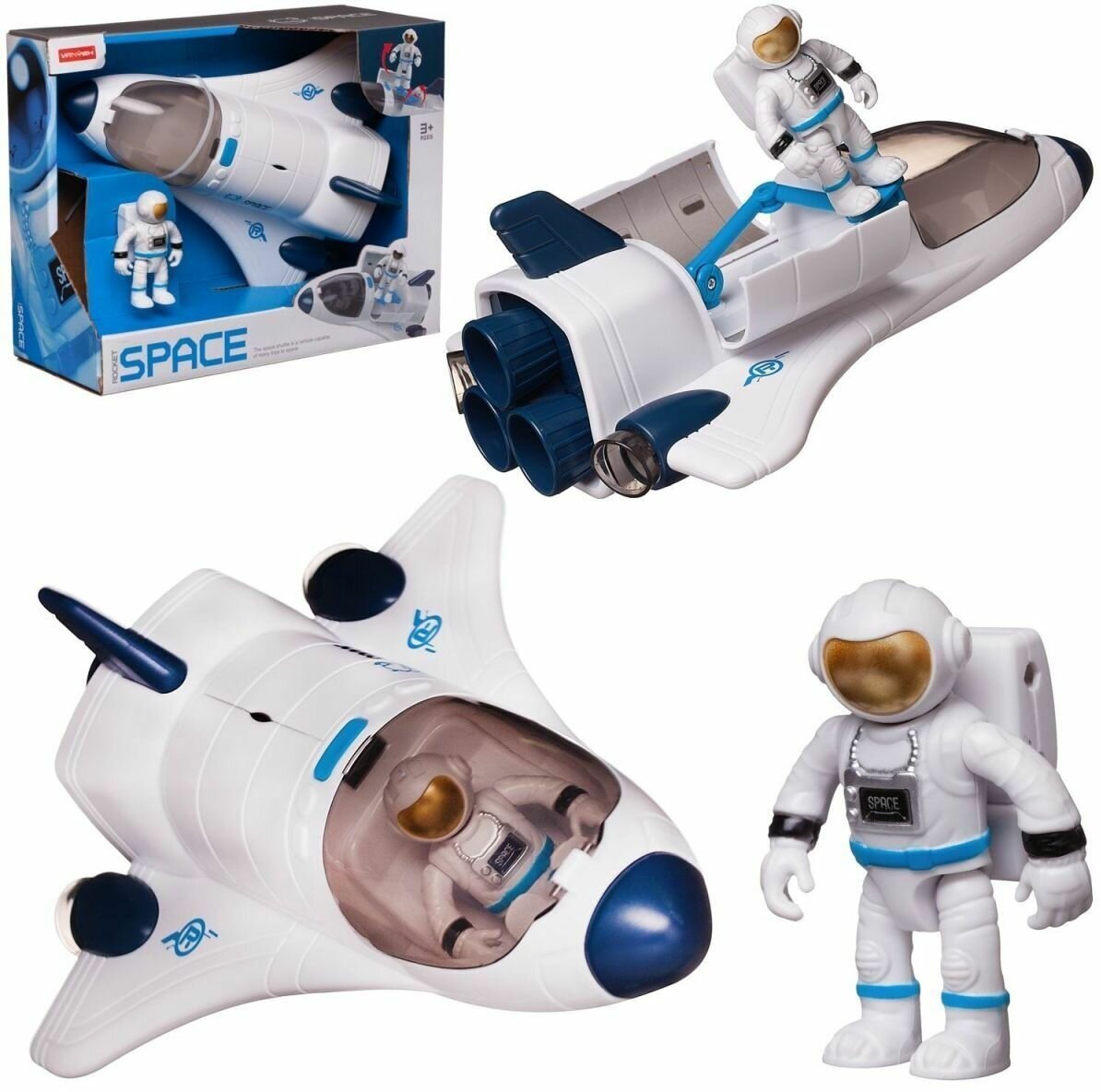 Игровой набор Junfa Шаттл космический с фигуркой космонавта, со светом и звуком, MW7781
