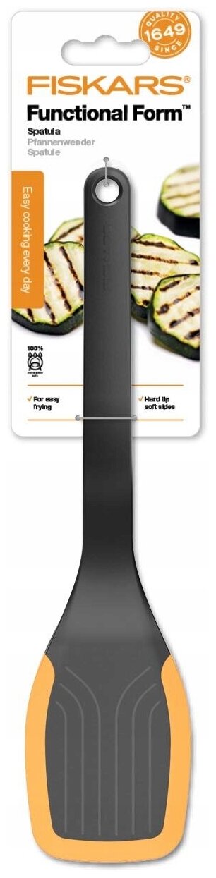 Лопатка FISKARS Functional Form 1027300 с силиконовыми краями черный/оранжевый 37.3 см 1 шт. 8 см - фотография № 3