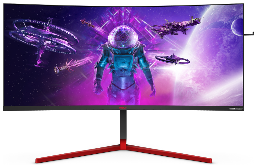 35" Монитор AOC AGON AG353UCG, 3440x1440, *VA, черный/красный