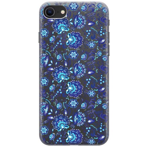 фото Ультратонкий силиконовый чехол-накладка clearview для apple iphone 7 / 8 / se (2020) с 3d принтом "gzhel" gosso