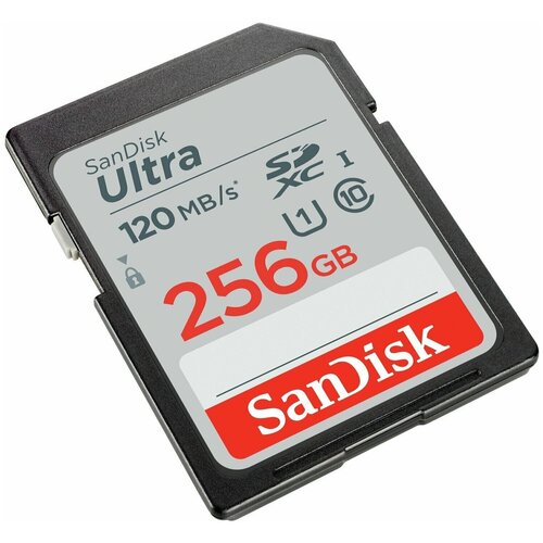 Карта памяти SanDisk SDXC 256 ГБ Class 10, V10, A1, UHS-I U1, R/W 120/10 МБ/с, 1 шт., черный/серый флеш карта sd 256gb sandisk sdxc class 10 v30 uhs i u3 extreme pro 200mb s