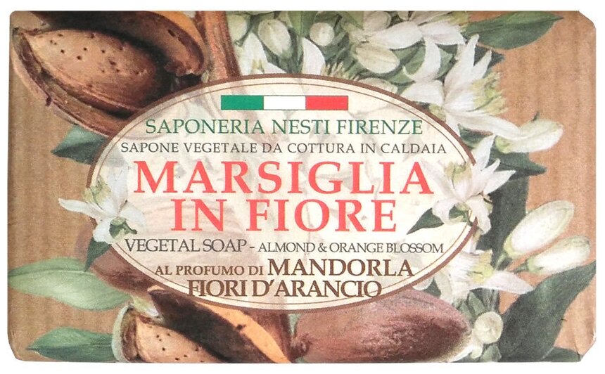 Nesti Dante Унисекс Мыло Marsiglia in Fiore (Миндаль и цветы апельсина) 125г