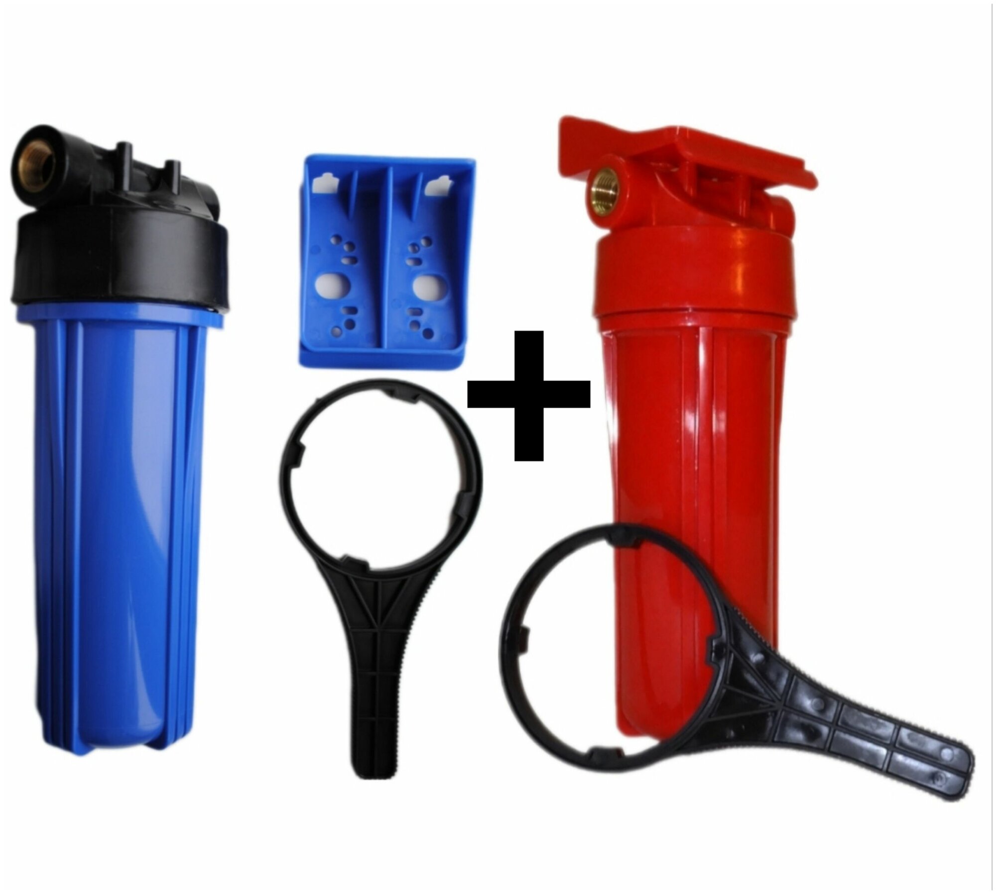 2 колбы (корпус), фильтр для Горячей и Холодной воды (2Р-HOT и 2Р-COLD), соединительный размер: 3/4