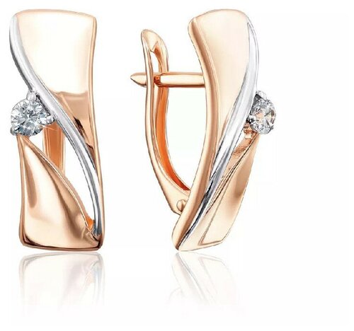 Серьги Крымский ювелирный завод, комбинированное золото, 585 проба ...