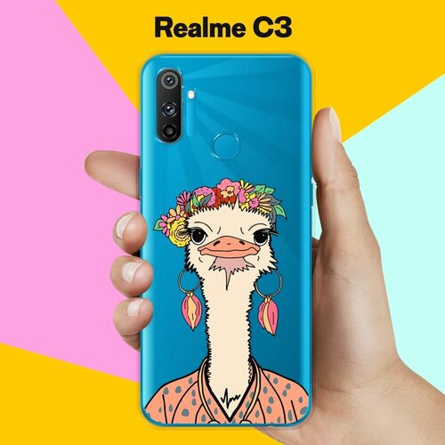 Силиконовый чехол на realme C3 Страус / для Реалми Ц3 силиконовый чехол на realme c3 гепард в очках для реалми ц3