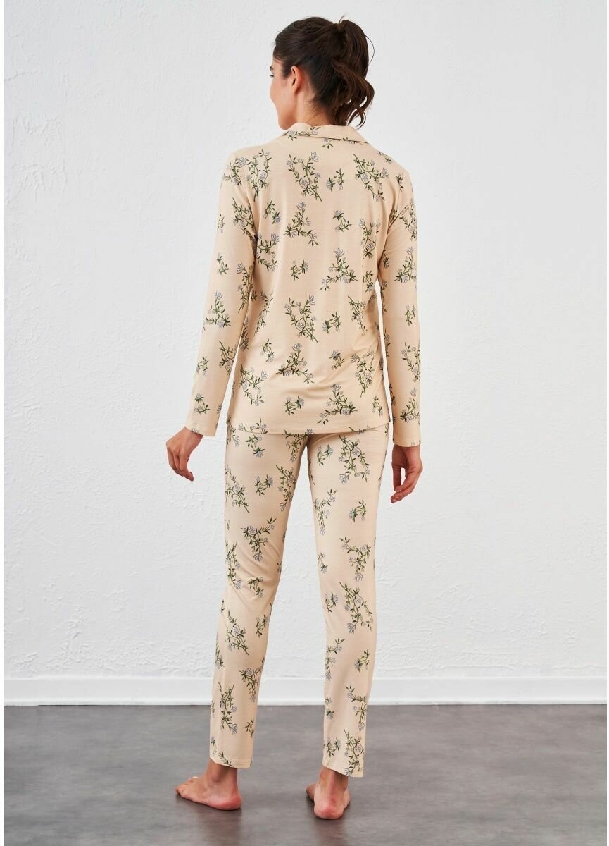 Пижама Relax Mode, брюки, рубашка, длинный рукав, размер 50/52, бежевый - фотография № 11