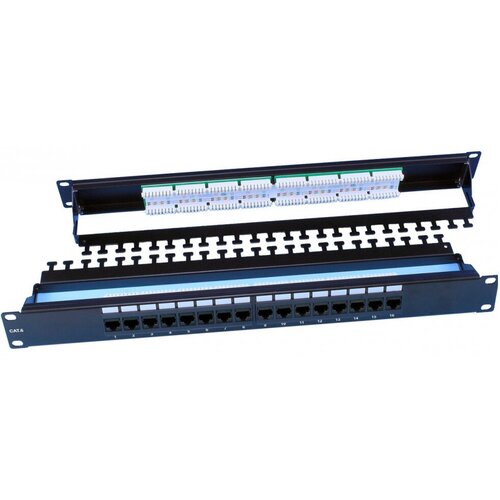 Патч-панель Hyperline (PP3-19-16-8P8C-C6-110D) 19 1U 16xRJ45 кат.6 патч панель 19 hyperline pp3 19 16 8p8c c5e sh 110d