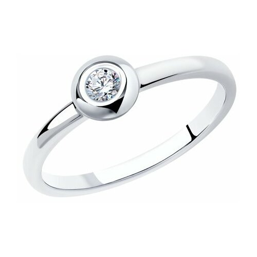 фото Серебряное кольцо sokolov 94012791 с фианитом, размер 16 diamant-online