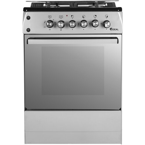 Комбинированная плита IDEAL L 155 ГК серый серебристый 60 см газовые конфорки электрическая духовка ГАЗ контроль чугунные решетки электроподжиг 2677000₽