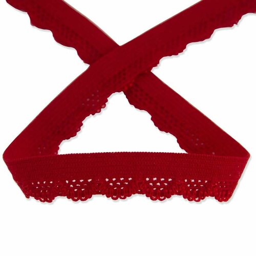 Резинка отделочная ажурная, цвет красный, 25 метров