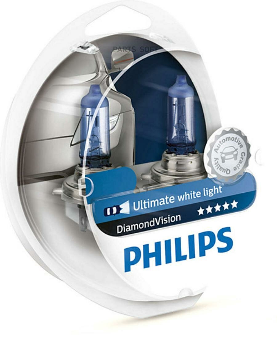 PHILIPS 12342DVS2 лампа H4 12V- 60/55W (P43T) (белый холод свет-голуб оттен ) DIAMOND VISION (2ШТ)