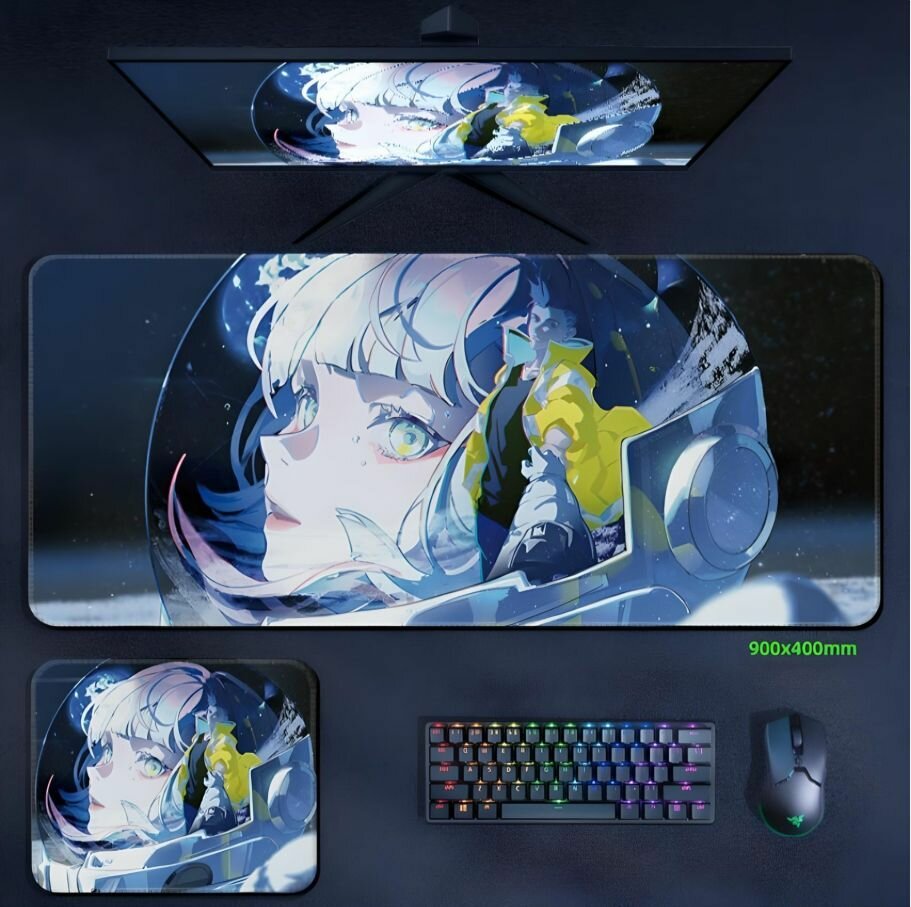 фото Коврик для мыши большой 900 х 400 х 3 мм , Компьютерный коврик , Игровой коврик для мышки, Коврик игровой Cyberpunk 12