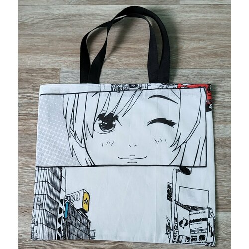 фото Сумка шоппер а41, фактура гладкая, белый, черный sokhor