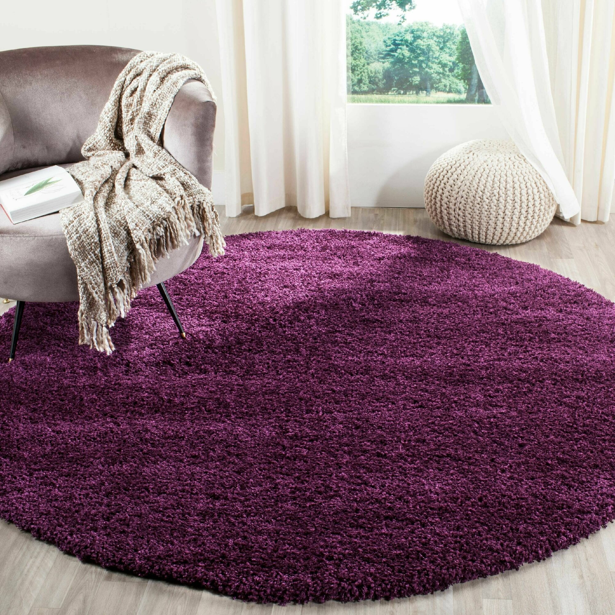 Ковер овальный Витебские ковры Шегги (Shaggy) Sh54 Фиолетовый 1.5 х 2.3 м - фотография № 1