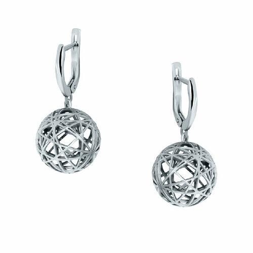 Серьги серебро, 925 проба, белый, золотой