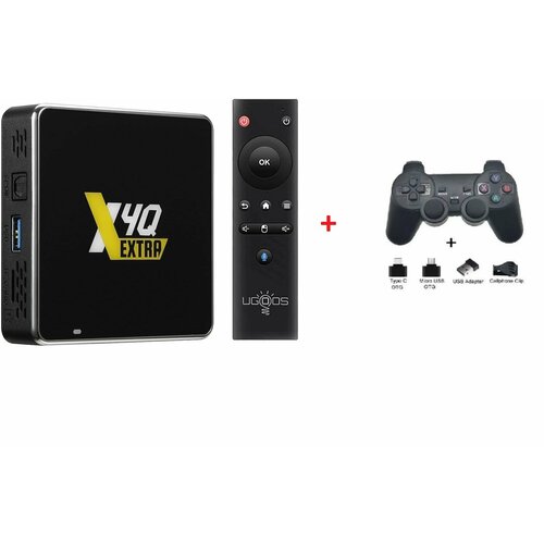 ТВ-приставка Ugoos X4Q Extra ATV прошивка с геймпадом для игр, + приложения для бесплатного просмотра для ТВ и фильмов