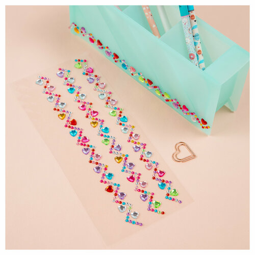 Наклейки акриловые MESHU Zigzag, 25*10см, стразы, 396 наклеек, инд. уп, европодвес