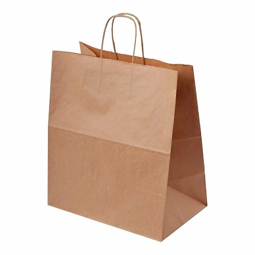 Бумажные пакеты 220х120х250 мм, крафт, с кручеными ручками 250 шт