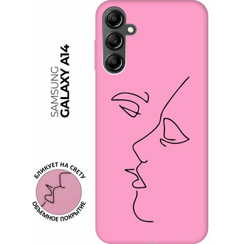 Матовый чехол Faces для Samsung Galaxy A14 / Самсунг А14 с 3D эффектом розовый матовый чехол faces для samsung galaxy a14 самсунг а14 с 3d эффектом розовый