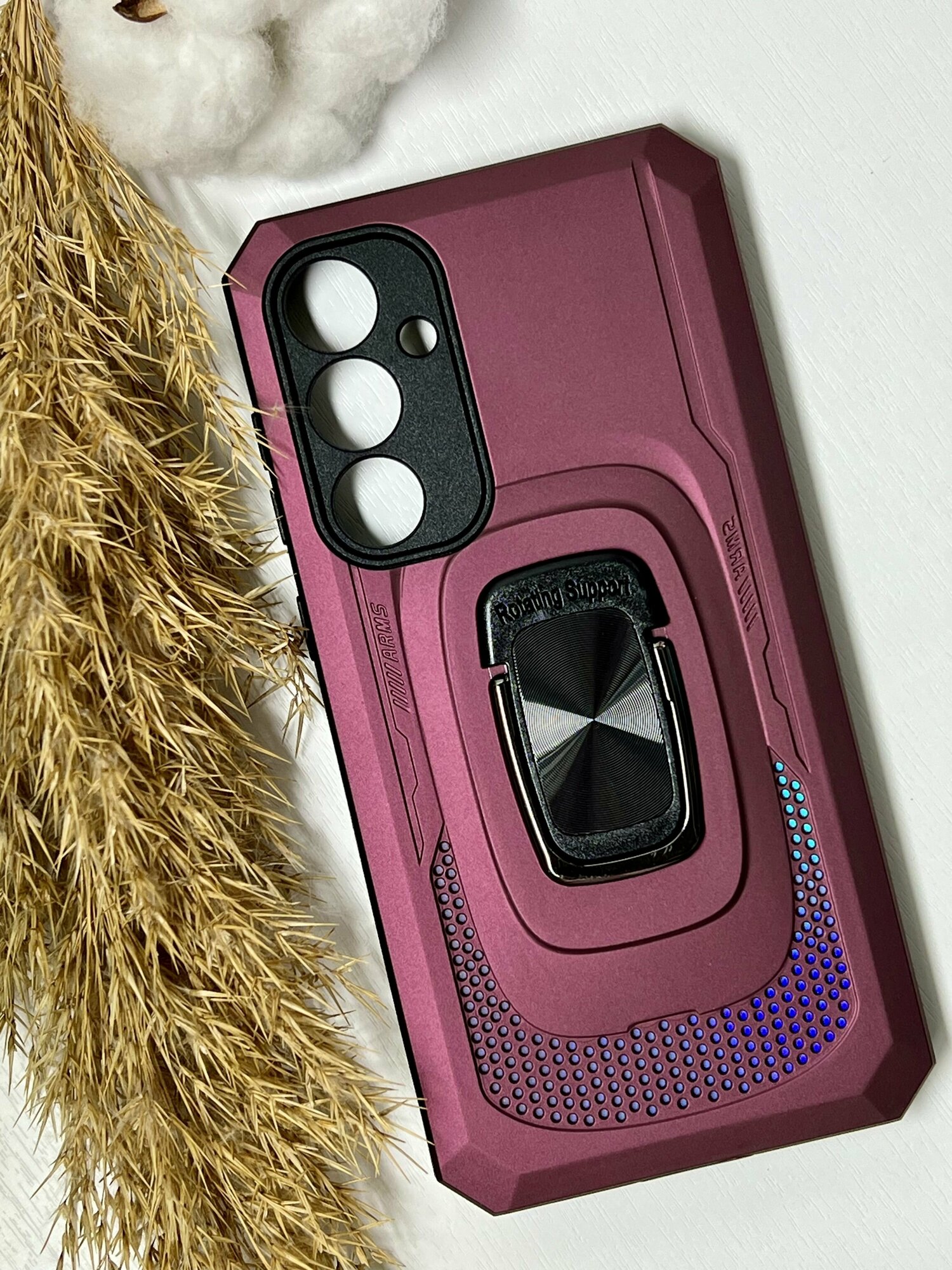 фото Чехол противоударный для Samsung Galaxy S23 FE(Самсунг Галакси С23 ФЕ)с функцией подставки, с кольцом-держателем, ударопрочный, усиленный