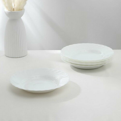 Набор суповых тарелок TRIANON, 650 мл, d=22 см, стеклокерамика, 6 шт, цвет белый