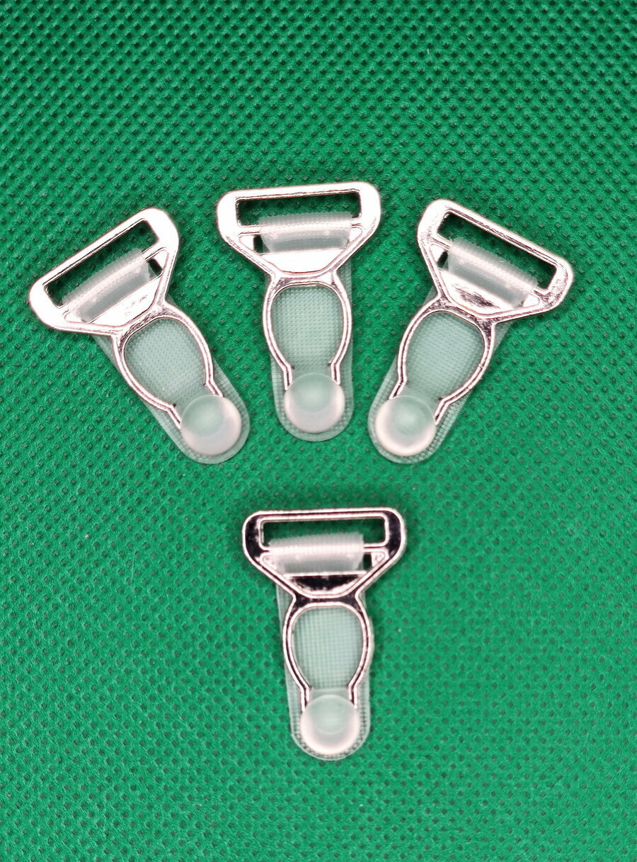 Застежки для чулок металлические серебристые 8шт, 1,5см