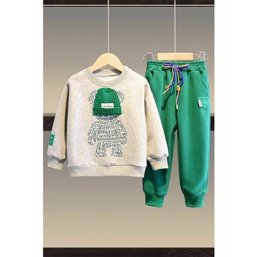 Комплект одежды   для мальчиков, спортивный стиль, размер 90, серый, зеленый
