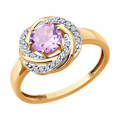 Кольцо Diamant online, золото, 585 проба, аметист, фианит