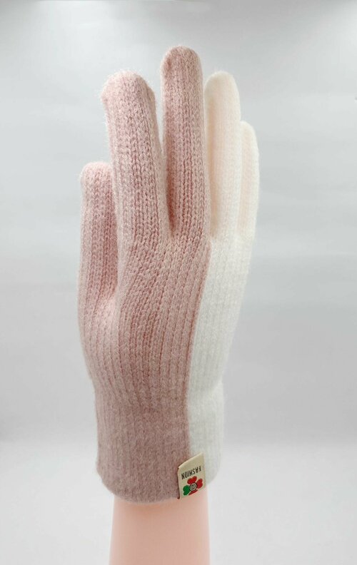 Перчатки , размер 6-10, розовый, белый