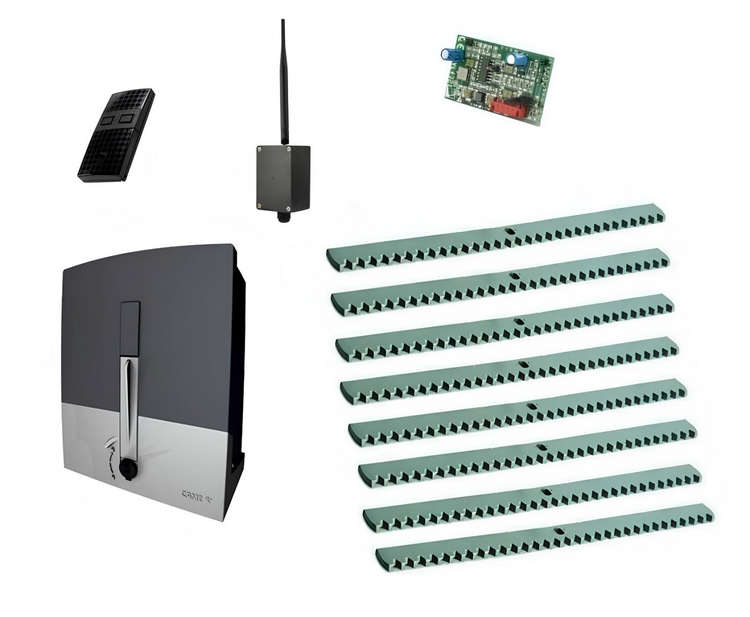 Автоматика для откатных ворот CAME BXL04AGS KIT-KR8-T1-BT комплект: привод радиоприемник пульт 8 реек Bluetooth-модуль