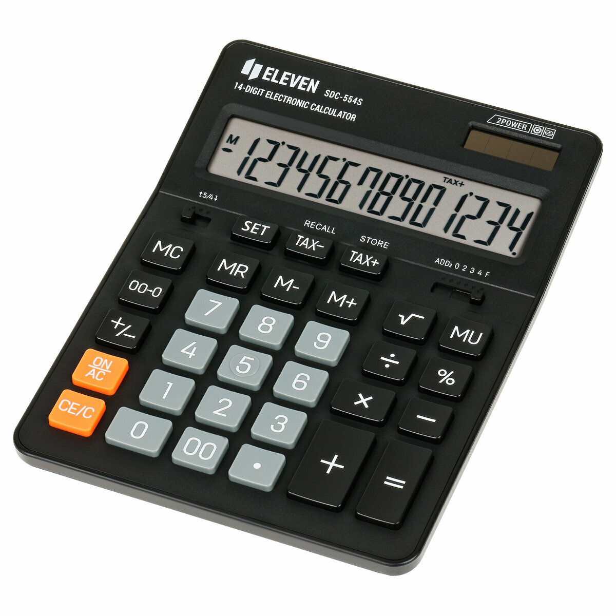 Комплект 2 шт Калькулятор настольный Eleven SDC-554S 14 разрядов двойное питание 155*205*36мм черный