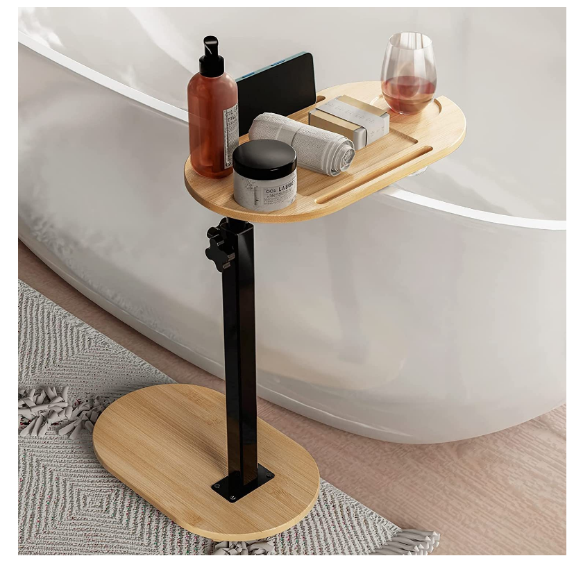 Полка-столик для ванной комнаты складной из дерева с регулируемой высотой MyPads идеально подойдет для ноутбука планшета телефона практичный и .