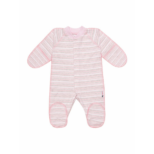 Комбинезон Клякса детский, интерлок-пенье, хлопок 100%, на кнопках, закрытая стопа, размер 18-50, серый, розовый