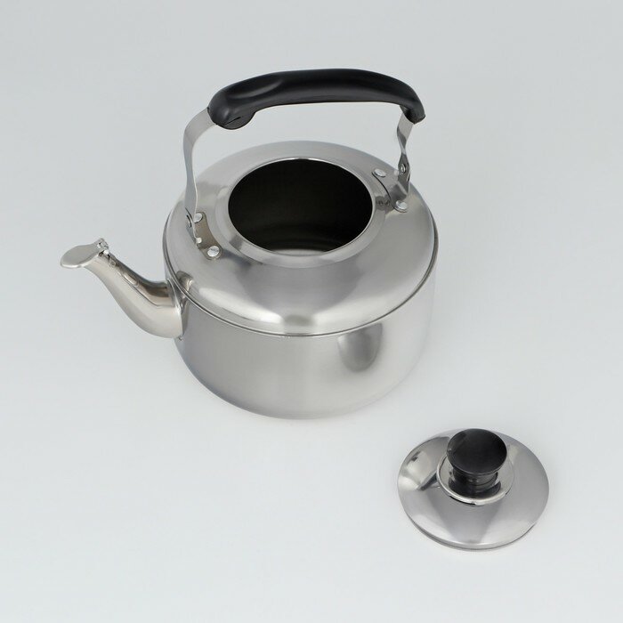 Чайник из нержавеющей стали со свистком, 3 л, цвет хромированный