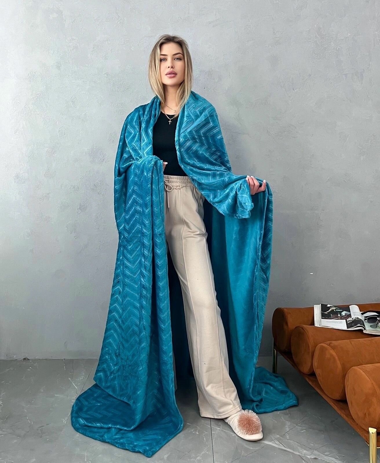 фото Стильный махровый плед 220*240