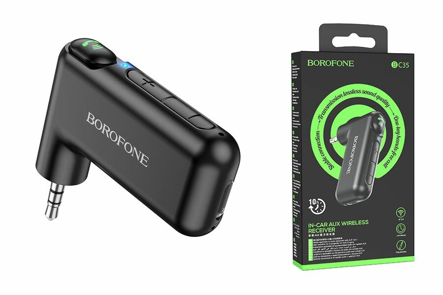 Автомобильный Bluetooth AUX адаптер Borofone BC35, черный