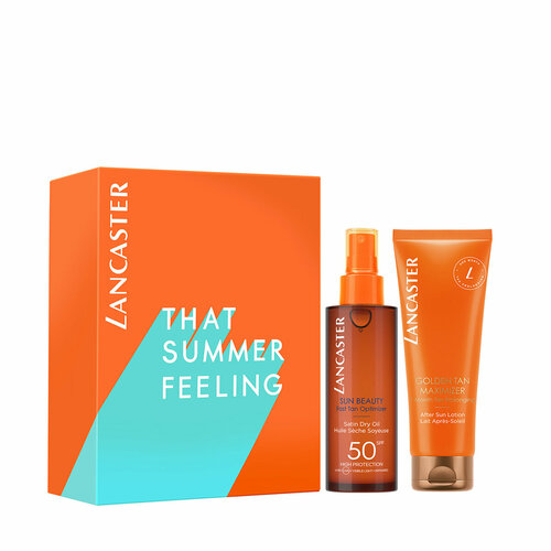 дымка для тела spf 30 lancaster sun sport cooling invisible mist 200 мл Солнцезащитный набор Lancaster Sun Beauty SPF50 (сухое масло и бальзам) 150мл+125мл